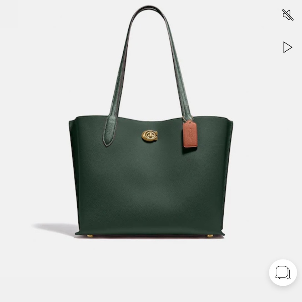Coach Pebbled Leather Dark Green Willow Tote